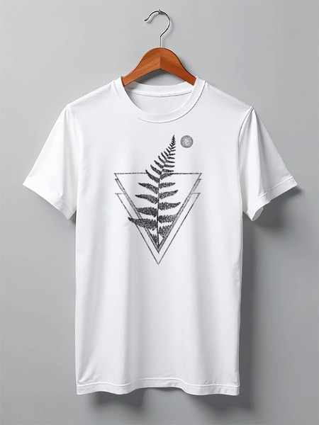 Заказать мужскую футболку в Москве. Футболка классическая Fern and Moon Triangle Tattoo от oneredfoxstore@gmail.com - готовые дизайны и нанесение принтов.
