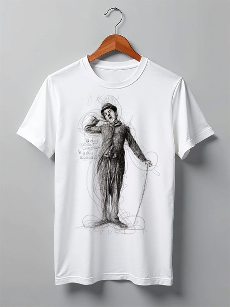 Заказать мужскую футболку в Москве. Футболка классическая Charlie Chaplin от Leichenwagen - готовые дизайны и нанесение принтов.