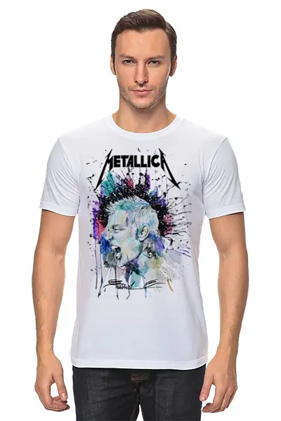 Заказать мужскую футболку в Москве. Футболка классическая Metallica от roxy - готовые дизайны и нанесение принтов.