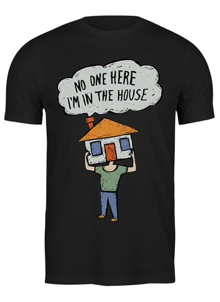 Заказать мужскую футболку в Москве. Футболка классическая Майка интроверта "Я в домике" от Crowhouse - готовые дизайны и нанесение принтов.