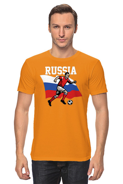 Заказать мужскую футболку в Москве. Футболка классическая Football Russia от skynatural - готовые дизайны и нанесение принтов.