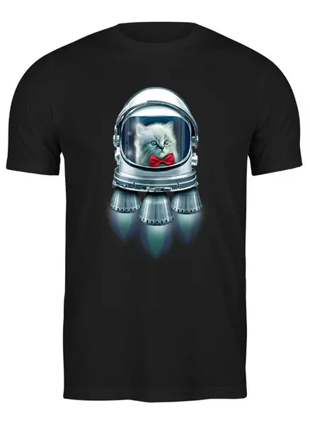 Заказать мужскую футболку в Москве. Футболка классическая Котёнок Космонавт от Xieros - готовые дизайны и нанесение принтов.