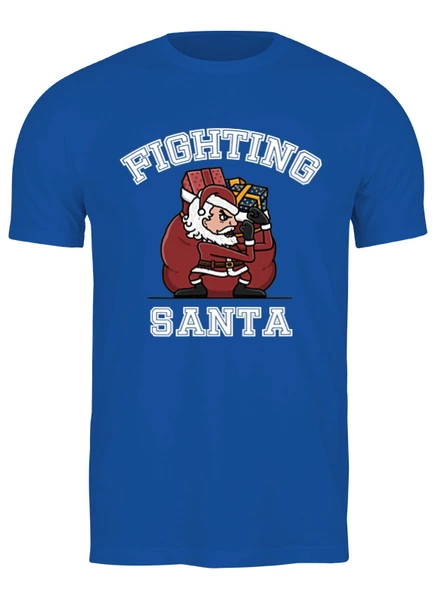 Заказать мужскую футболку в Москве. Футболка классическая Fighting Santa от skynatural - готовые дизайны и нанесение принтов.