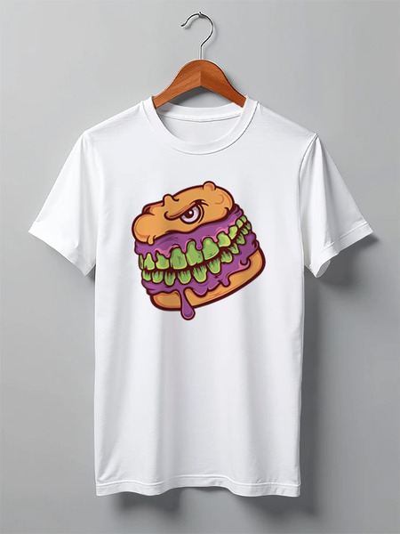 Заказать мужскую футболку в Москве. Футболка классическая Crazy burger от ANDREI M - готовые дизайны и нанесение принтов.