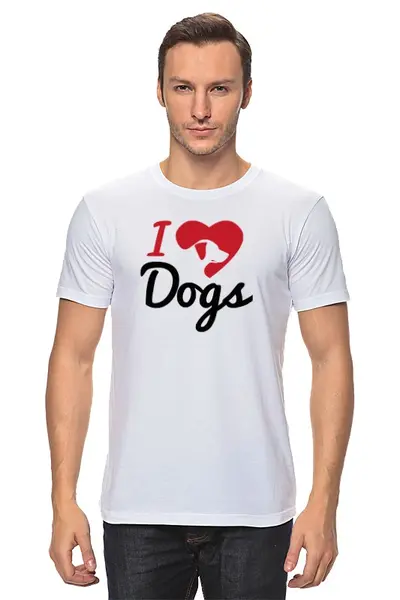 Заказать мужскую футболку в Москве. Футболка классическая Люблю Собак от fanart - готовые дизайны и нанесение принтов.