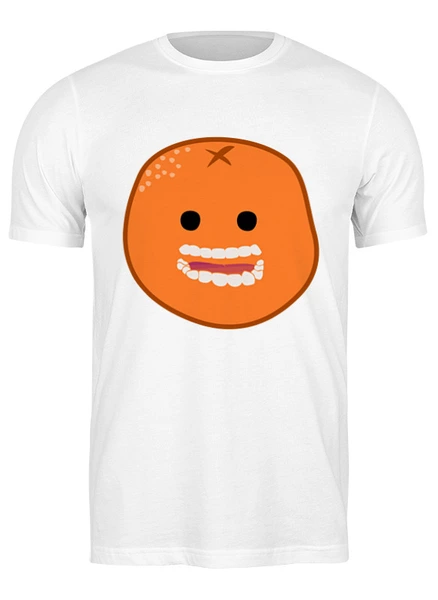 Заказать мужскую футболку в Москве. Футболка классическая Апельсиновый смайл от skynatural - готовые дизайны и нанесение принтов.