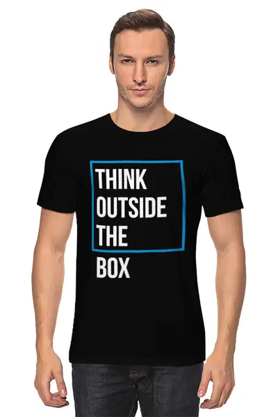 Заказать мужскую футболку в Москве. Футболка классическая Think outside the box от Startech.vc  - готовые дизайны и нанесение принтов.