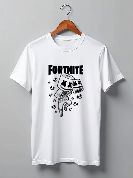 Заказать мужскую футболку в Москве. Футболка классическая Fortnite, Marshmello от geekbox - готовые дизайны и нанесение принтов.