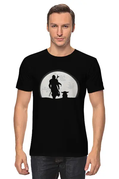 Заказать мужскую футболку в Москве. Футболка классическая Луна в космосе от cherdantcev - готовые дизайны и нанесение принтов.