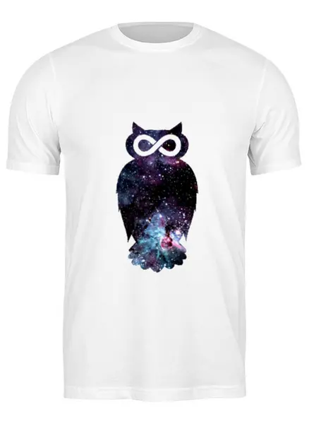 Заказать мужскую футболку в Москве. Футболка классическая Космическая сова от YellowCloverShop - готовые дизайны и нанесение принтов.