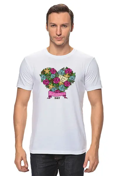 Заказать мужскую футболку в Москве. Футболка классическая Сердечко из роз от nadegda - готовые дизайны и нанесение принтов.