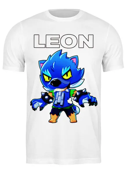 Заказать мужскую футболку в Москве. Футболка классическая Brawl Stars Leon от weeert - готовые дизайны и нанесение принтов.