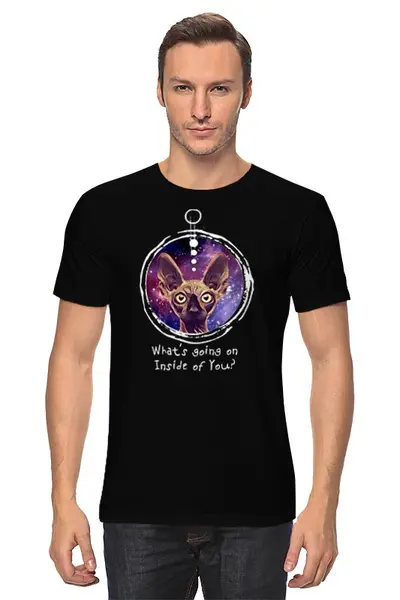 Заказать мужскую футболку в Москве. Футболка классическая Galaxy cat от Евгения Маслова - готовые дизайны и нанесение принтов.