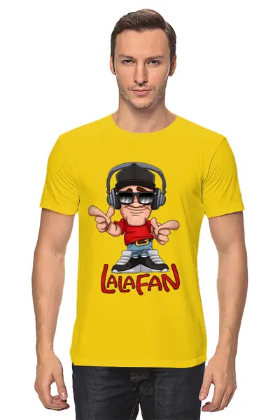Заказать мужскую футболку в Москве. Футболка классическая LalaFan DJ T-Shirt (жёлтая, муж.) от LalaFan  - готовые дизайны и нанесение принтов.
