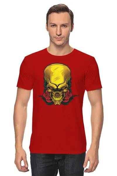 Заказать мужскую футболку в Москве. Футболка классическая Gold Skull от Jimmy Flash - готовые дизайны и нанесение принтов.