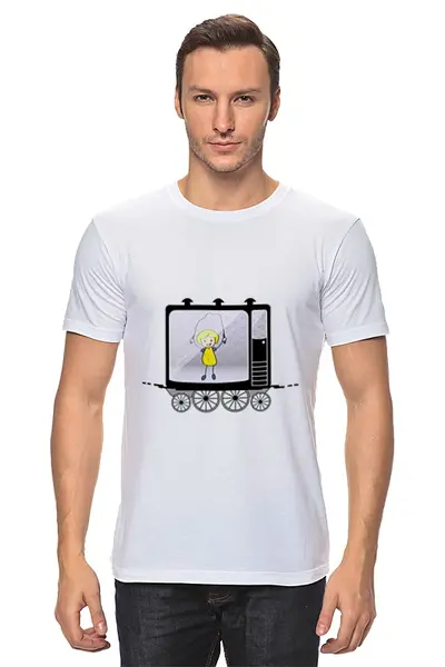 Заказать мужскую футболку в Москве. Футболка классическая Девочка со скакалкой от PolinaPo - готовые дизайны и нанесение принтов.