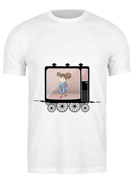 Заказать мужскую футболку в Москве. Футболка классическая Девочка в вагоне поезда от PolinaPo - готовые дизайны и нанесение принтов.