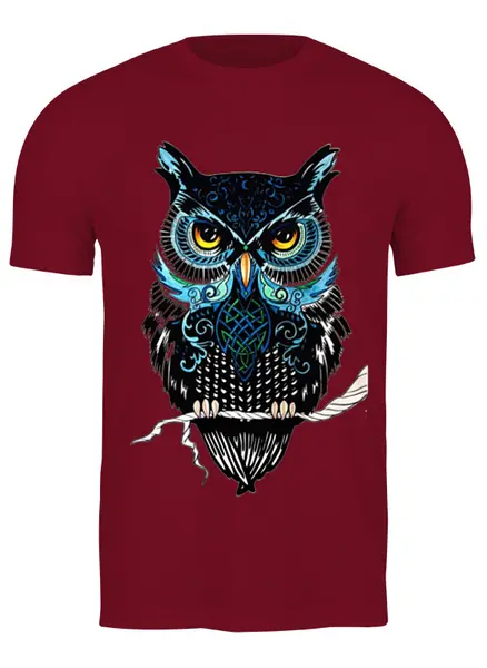 Заказать мужскую футболку в Москве. Футболка классическая Мудрая сова от BAD OWL - готовые дизайны и нанесение принтов.