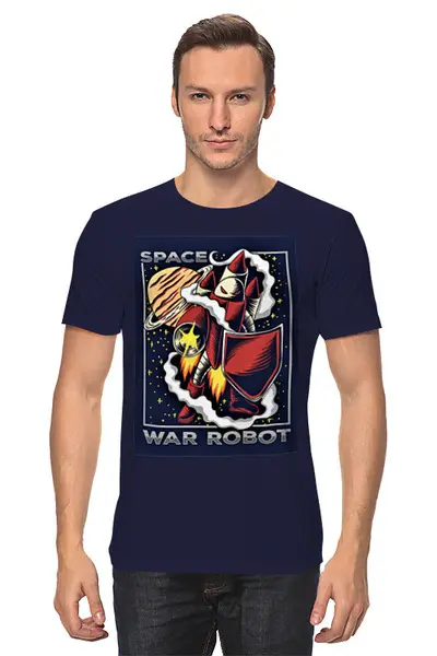 Заказать мужскую футболку в Москве. Футболка классическая Война роботов от Print design  - готовые дизайны и нанесение принтов.