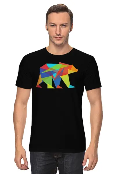 Заказать мужскую футболку в Москве. Футболка классическая Геометрический Медведь от printik - готовые дизайны и нанесение принтов.