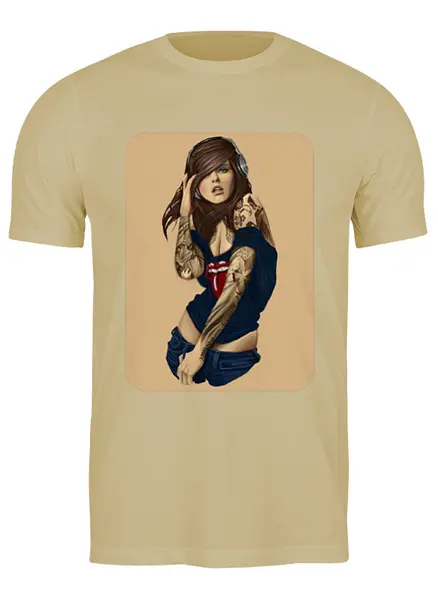 Заказать мужскую футболку в Москве. Футболка классическая Девушка с плеером от godsmack - готовые дизайны и нанесение принтов.