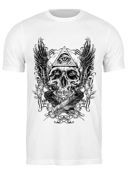 Заказать мужскую футболку в Москве. Футболка классическая skull от Никита Коледенков - готовые дизайны и нанесение принтов.
