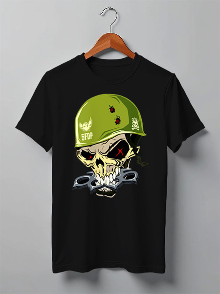 Заказать мужскую футболку в Москве. Футболка классическая Military Skull от Leichenwagen - готовые дизайны и нанесение принтов.