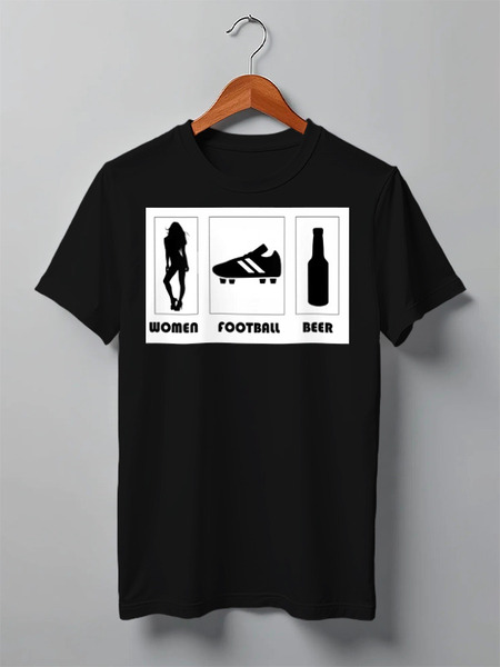 Заказать мужскую футболку в Москве. Футболка классическая WOMEN FOOTBALL BEER от vasilij - готовые дизайны и нанесение принтов.