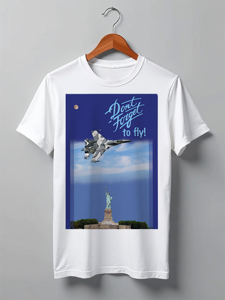 Заказать мужскую футболку в Москве. Футболка классическая Свободный полёт над Статуей Свободы от Andy Quarry - готовые дизайны и нанесение принтов.