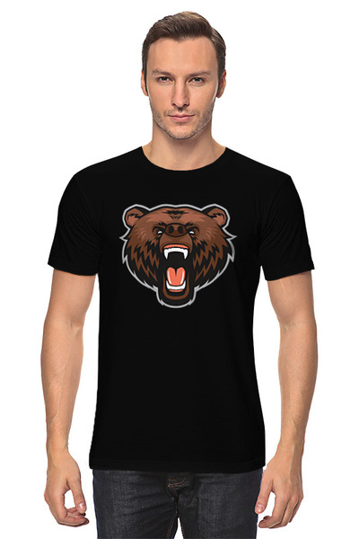 Заказать мужскую футболку в Москве. Футболка классическая Злой медведь от skynatural - готовые дизайны и нанесение принтов.
