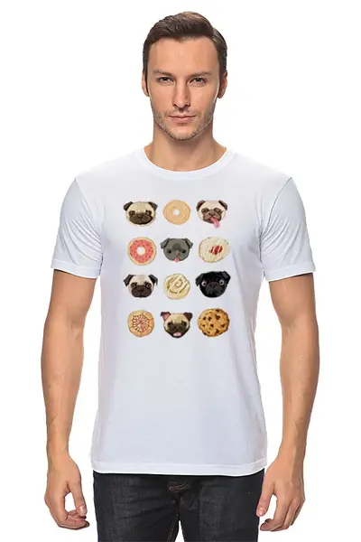Заказать мужскую футболку в Москве. Футболка классическая Собачки и печеньки от Look-Cook - готовые дизайны и нанесение принтов.