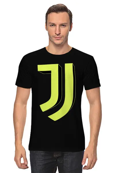 Заказать мужскую футболку в Москве. Футболка классическая Juventus | 3D Logo Yellow (2021) от 0x000000123 - готовые дизайны и нанесение принтов.
