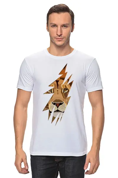 Заказать мужскую футболку в Москве. Футболка классическая Лев (Lion) от coolmag - готовые дизайны и нанесение принтов.