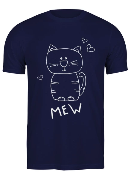 Заказать мужскую футболку в Москве. Футболка классическая Mew cat от skynatural - готовые дизайны и нанесение принтов.