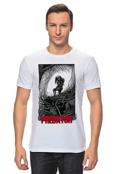 Заказать мужскую футболку в Москве. Футболка классическая Хищник / Predator от kino.printio.ru - готовые дизайны и нанесение принтов.