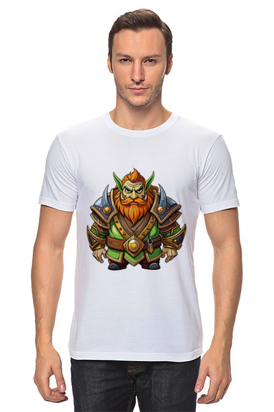 Заказать мужскую футболку в Москве. Футболка классическая Гном воин от icyfilin@list.ru - готовые дизайны и нанесение принтов.