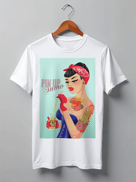 Заказать мужскую футболку в Москве. Футболка классическая Pin Up - Snow от priceless - готовые дизайны и нанесение принтов.