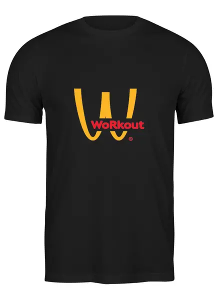 Заказать мужскую футболку в Москве. Футболка классическая Workout mcdonalds от sabirzanov2015@mail.ru - готовые дизайны и нанесение принтов.