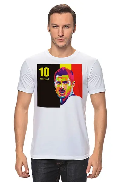 Заказать мужскую футболку в Москве. Футболка классическая Эден Азар от Mesk08 - готовые дизайны и нанесение принтов.