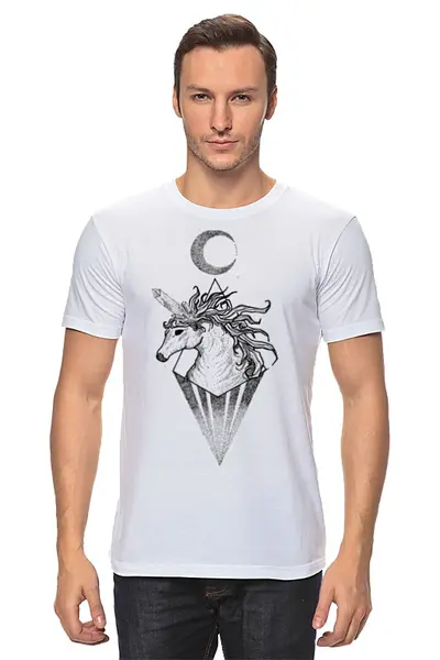 Заказать мужскую футболку в Москве. Футболка классическая единорог (unicorn) от mariedamn - готовые дизайны и нанесение принтов.