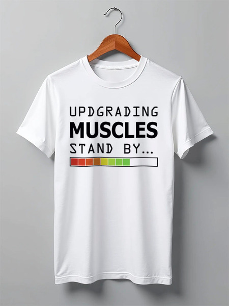 Заказать мужскую футболку в Москве. Футболка классическая Upgrading muscles от Kostya  - готовые дизайны и нанесение принтов.