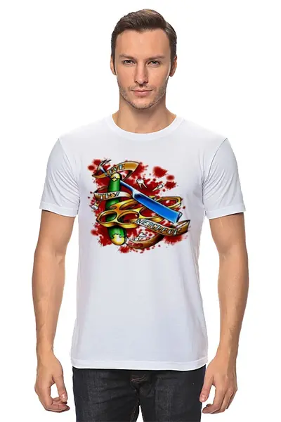 Заказать мужскую футболку в Москве. Футболка классическая Love thy neighbor от Серега Шнайдер - готовые дизайны и нанесение принтов.