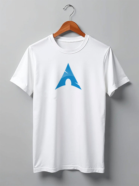 Заказать мужскую футболку в Москве. Футболка классическая Фанат Arch Linux от byromul - готовые дизайны и нанесение принтов.