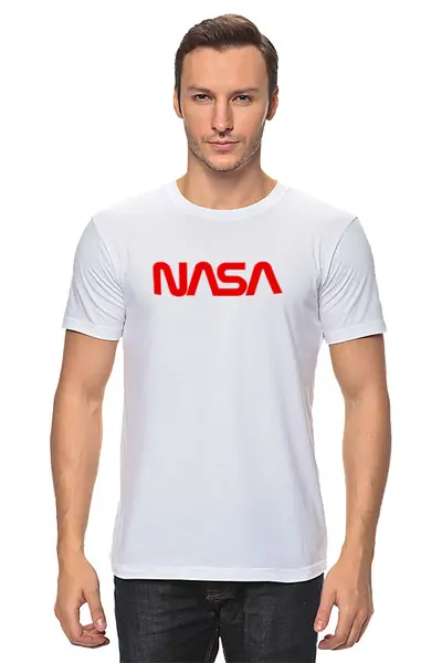 Заказать мужскую футболку в Москве. Футболка классическая NASA  от DESIGNER   - готовые дизайны и нанесение принтов.