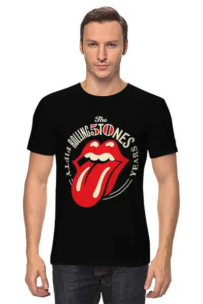 Заказать мужскую футболку в Москве. Футболка классическая The Rolling Stones от ROK - готовые дизайны и нанесение принтов.