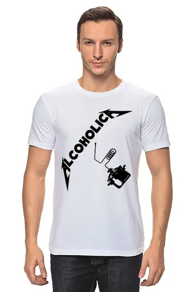 Заказать мужскую футболку в Москве. Футболка классическая AlcoholicA от ГПМНпR'n'R - готовые дизайны и нанесение принтов.