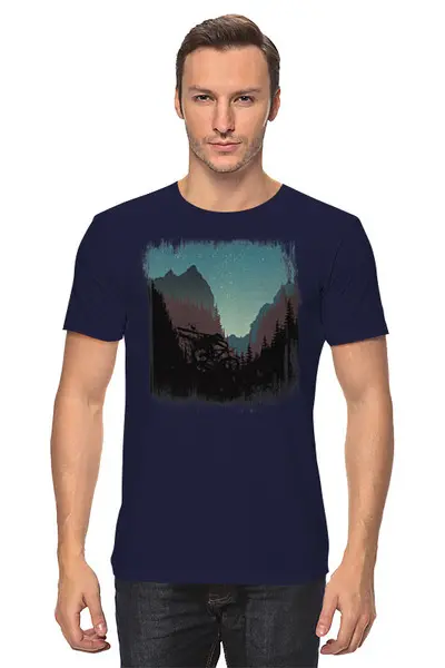 Заказать мужскую футболку в Москве. Футболка классическая Mountain Bike от oneredfoxstore@gmail.com - готовые дизайны и нанесение принтов.
