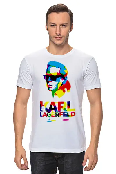 Заказать мужскую футболку в Москве. Футболка классическая Karl Lagerfeld от Leichenwagen - готовые дизайны и нанесение принтов.