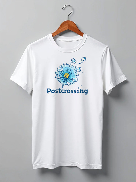 Заказать мужскую футболку в Москве. Футболка классическая Postcrossing от ilovepostcrossing - готовые дизайны и нанесение принтов.