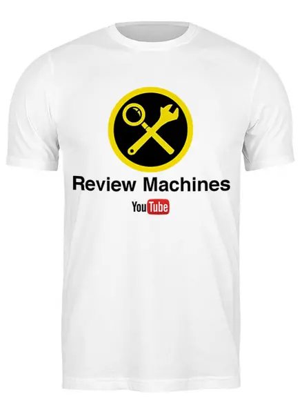 Заказать мужскую футболку в Москве. Футболка классическая Review machines от reviewmachines@mail.ru - готовые дизайны и нанесение принтов.
